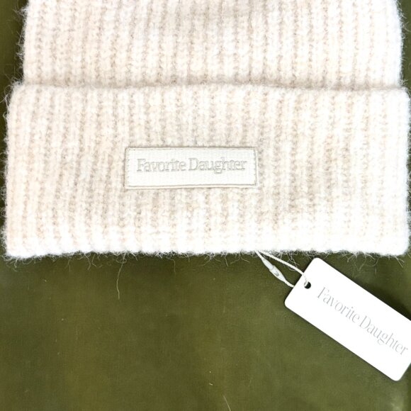 NWT Ribbed Favorite Daughter THE LOGO PATCH RIB BEANIE - retails $68 - Picture 2 of 12